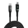 Juo 100W 5A QC4.0 Dijital Led Ekranlı E-Mark Çipli USB PD Type-C Hızlı Şarj ve Data Kablosu 2 Metre