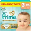 Prima Premium Care Ultra Fırsat Paketi 3 Numara 96 Adet Bebek Bezi
