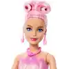 Barbie Petal Pop bebek ve aksesuarlar, lale şeklinde pembe bir elbise giyen kokulu bebek, minik tavşan ve sulama kabı, kolye ve küpe gibi sürprizler ile çiçek buketi sürprizi, JMF57