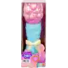 Barbie Petal Pop bebek ve aksesuarlar, lale şeklinde pembe bir elbise giyen kokulu bebek, minik tavşan ve sulama kabı, kolye ve küpe gibi sürprizler ile çiçek buketi sürprizi, JMF57