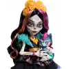 Monster High Renkli papel picado elbisesi giyen Monster High Skelita Calavera bebek, köpekçiği Candelita ve eskiz defteri, atıştırmalık ve çapraz çanta gibi 7 aksesuar, JHK34