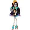 Monster High Renkli papel picado elbisesi giyen Monster High Skelita Calavera bebek, köpekçiği Candelita ve eskiz defteri, atıştırmalık ve çapraz çanta gibi 7 aksesuar, JHK34