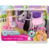 Barbie Chelsea™ Bebek ve Midilli Barbie Chelsea bebek ve oyuncak at seti, kask aksesuarı dahildir, bebeğin dizleri midilliye binmek için bükülebilir HTK29