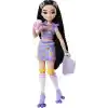 Barbie Rüya Arkadaşlar bebek ve aksesuarları, eklemleri bükülebilen, siyah saçlı, Patenci Renee bebek, video ve yemek temalı 12 parça, JFX99