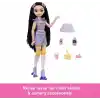 Barbie Rüya Arkadaşlar bebek ve aksesuarları, eklemleri bükülebilen, siyah saçlı, Patenci Renee bebek, video ve yemek temalı 12 parça, JFX99