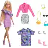 Barbie Moda Bebek, Kıyafetleri ve Akseasuarları Parti elbiseleri ve çantalar dahil kıyafetleri ve aksesuarlarıyla Barbie bebek (3 farklı kombin) HYT61