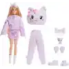Barbie Cutie Reveal bebek ve aksesuarları, Yumuşak Dostlar Serisi kedicik, renk değişimi ve mini evcil hayvan dahil 10 sürpriz, JJP64