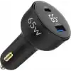 Juo 65W Led Ekranlı Type-C + USB-A Araç Şarj Aleti iPhone & Android & Notebook Araç içi Şarj Cihazı