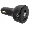 Juo 30W Led Ekranlı Type-C + USB-A Araç Şarj Aleti iPhone & Android & Tablet Araç içi Şarj Cihazı