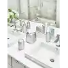 iDesign Austin diş fırçası tutucu, metal ve plastik, kapaklı diş fırçası standı, şeffaf/mat gümüş rengi