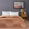 TAÇ Ziggy Desenli Pamuklu Battaniye, Taba, Tek Kişilik