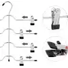 SONGMICS Pantolon Askısı Yer Tasarrufu Sağlar, Klipsli Çoklu Etek Askısı, 3lü Set, Metal Elbise Askısı, Her Biri 4 Pantolon İçin, 8 Ayarlanabilir Mandallı, Kaymaz, 32 cm, Gümüş-Siyah Cri042Bk