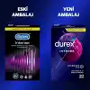 Durex Intense 30lı Uyarıcı Jelli Ve Tırtıklı Prezervatif, Düz, Kokusuz, Lateks