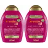 OGX Keratin Oil Şampuan 385 ml + Bakım Kremi 385 ml 2li Set