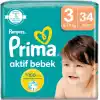 Prima Bebek Bezi Aktif Bebek 3 Beden 34 Adet Standart Paket