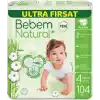 Bebem Natural 4 numara Maxi 104 adet Bebek Bezi