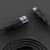 Juo 12W USB-A to Type-C Silikon Hızlı Şarj ve Data Kablosu Siyah 2 Metre
