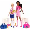 Barbie kariyer bebekleri ve 15 aksesuar, Barbie Brooklyn ile sarı saçlı ve minyon bebek, 2 kale, 2 top ve daha fazlasıyla Futbolcu Bebekler oyun seti, HRG88