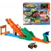 Hot Wheels Monster Trucks oyun seti ve 1:64 ölçekli Mega-Wrex, tahterevalli köprüde akrobasi ve yarış eğlencesi, Timsah ile Muhteşem Aksiyon Oyun Seti, JJN45