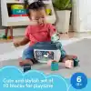 Fisher-Price İstifleme Oyuncak Bebeğin İlk Blokları Sıralama için 10 Şekil Seti 6+ Ay Bebekler için Oyun, Lacivert Açık Kahverengi