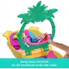 Polly Pocket mini bebek ve aksesuarları ile Ananas Köpekçik Plajı mini oyun seti, mikro bebek ve evcil hayvanlar dahil 8 aksesuar, JFV00