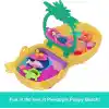 Polly Pocket mini bebek ve aksesuarları ile Ananas Köpekçik Plajı mini oyun seti, mikro bebek ve evcil hayvanlar dahil 8 aksesuar, JFV00
