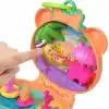 Polly Pocket bebek ve evcil hayvan oyun seti, Sevimli Ayıcık mini oyun seti, anahtarlık ve pelüş, meyve temalı aksesuarlar ve tılsımlar, JKC79