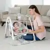 Ingenuity ConvertMe 2si 1 Arada Kompakt Taşınabilir Bebek Salıncağı ve Bebek Koltuğu, Akülü Titreşimler, Otomatik Sallanma, Doğa Sesleri - 9 kga kadar