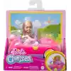 Barbie Chelsea Araç Barbie Chelsea araç seti, sarışın küçük bebek, oyuncak araba ve ayıcık aksesuarı HXN05