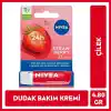 NIVEA Çilek Dudak Bakım Kremi 4.8 gr, 24 Saat Nemlendirme,Çilek Kokusu,Işıltılı Renk,Mineral Yağı İçermez