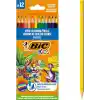 BIC Smooth Ahşap Kuru Boya Kalemi 12 Renk, Ahşap Kuru Boya,Altıgen Gövde, 5 Yaş Üzeri için İdeal, Canlı Renkler