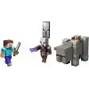 8 cmlik koleksiyona uygun Mattel Minecraft Köy Baskını Paketi, Steve dahil 3 aksiyon figürü ve aksesuarlar, JJT18