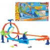 Hot Wheels Akrobasi Pistleri Dolambaçlı Hız Pisti oyuncak araba, pist ve oyun seti, 1:64 ölçekli metal araç, 2 çember ve 2 çarpışma alanı, kolayca birleştirilebilen sistem, JHK73