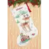 Dimensions Kanaviçe Ren Geyiği ve Kirpi Kişiselleştirilmiş Noel Çorap Seti, Beyaz 14 Adet Aida, 40 cm