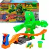 Hot Wheels Monster Trucks Mutant Canavarla Mücadele oyun seti, 1:64 ölçekli Mutant Rhinomite oyuncak kamyon ve 110 gram yeniden kullanılabilir Slime, JMK90