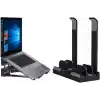 McStorey Laptop Stand Dikey ve Eğimli 3 Slotlu Ayarlanabilir Masaüstü Organizer Telefon Tablet Uyumlu Kaymaz Silikon Pedli Ergonomik Masa Düzenleyici PVC TPU Alaşım Siyah