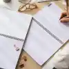 A4 Spiralli Karton Kapak 2’li Set Noktalı Okul Defteri 80 yaprak, Ders Programlı Mavi Kahve Kalpler