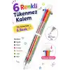 TELVESSE 6 Renkli Basmalı Tükenmez Kalem Siyah Mavi Kırmızı Turuncu Yeşil Mor Çok Renkli Tükenmez Kalem P3515