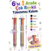 TELVESSE 6 Renkli Basmalı Tükenmez Kalem Siyah Mavi Kırmızı Turuncu Yeşil Mor Çok Renkli Tükenmez Kalem P3515
