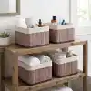 Deconox Bambu Çok Amaçlı Saklama Kutusu Düzenleyici Kare Organizer, Dekoratif Bambu Düzenleyici GRİ (20x20x13cm) (4 ADET)