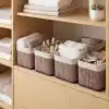 Deconox Bambu Çok Amaçlı Saklama Kutusu Düzenleyici Kare Organizer, Dekoratif Bambu Düzenleyici GRİ (20x20x13cm) (4 ADET)