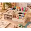Pink & Blue Home - Çok Amaçlı Makyaj, Masaüstü Düzenleyici | İkili Çekmeceli Organizer