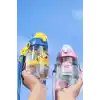 Uzspace 500ml Askılı Kulplu Pipetli Tritan Çocuk Su Matarası (Mavi-Sarı)
