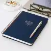 PAPERORA A5 Spiralli Sert Kapak Keten Kareli Tarihsiz Not Defteri Lacivert