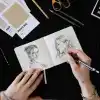 12x12 cm Sert Kapak 80 Yaprak 140 gr. Eskiz Defteri - Sketch Book - Lila