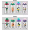 Uzspace Büyük Boy 700ml Kılıflı Askılı Pipetli/pipetsiz Iki Ayrı Kapaklı Tritan Çocuk Matarası (Studies Rabbit (Pudra Pembe-Yeşil))