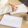 A5 Spiralli Karton Kapak 4lü Set Çizgili Okul Defteri 80 yaprak - Ders Programlı Krem Meyveler