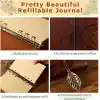 Coverzone Vintage Yaprak Motifli PU Deri Defter – 80 Sayfa Çizgisiz Günlük, 14.5x10.5 cm, Yaprak Şeklinde Metal Kapatmalı Retro Ajanda & Not Defteri, Seyahat Defteri, Travel Journal (Kahverengi)