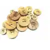 Tahta Düğme,Ahşap, 2 Delik Yazı Model, Doğal Ahşap, Zeytin Ağacı,100 Adet 25mm-40L Düğme