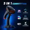 Tera HW0002 Kablosuz Barkod Okuyucu, 1D/2D/QR Kod Tarayıcı, Bluetooth/2.4G/USB 3’ü 1 Arada, Titreşim Uyarılı & Şarj Göstergeli, Stand Dahil